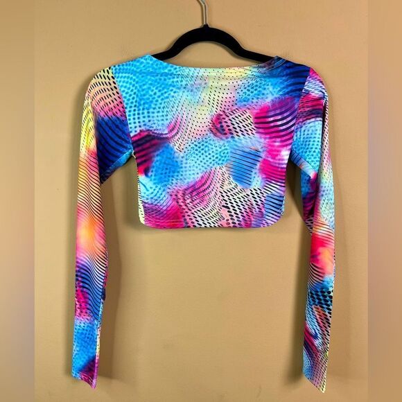 Edikted Y2K Tie Dyed XS Long Sleeve Streetwear E-girl Aesthetic Backless Crop - Picture 3 of 9